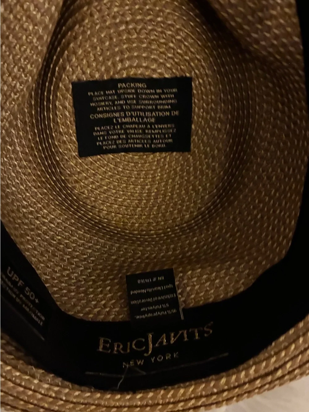 Eric Javits Woven Fedora Hat Beige UPF 50+ - Picture 8 of 12